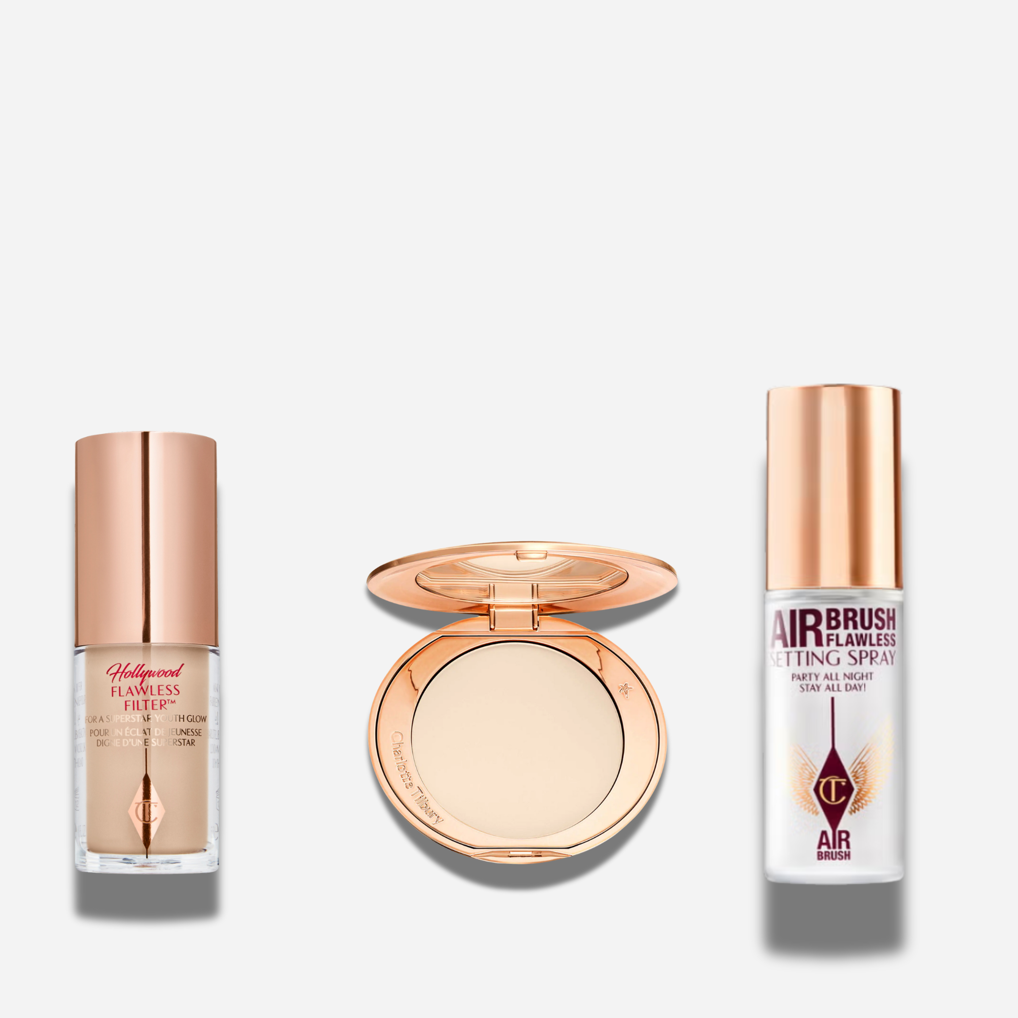 Charlotte Tilbury Mini Flawless Filter, Airbrush Powder & Setting Spray Travel Trio